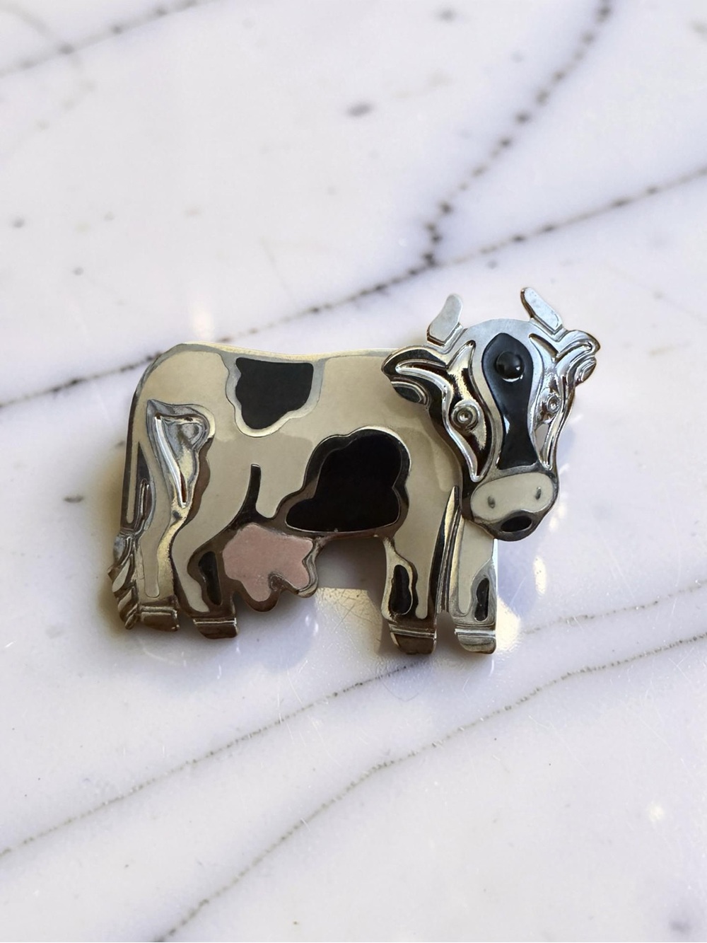 Edgar Berebi Articulated Cow Brooch